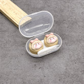 Estuche para lentes de contacto de colores con diseño de cabeza de niña encantadora